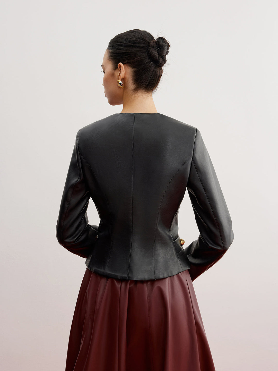 Veste Slim Décontractée en Simili Cuir