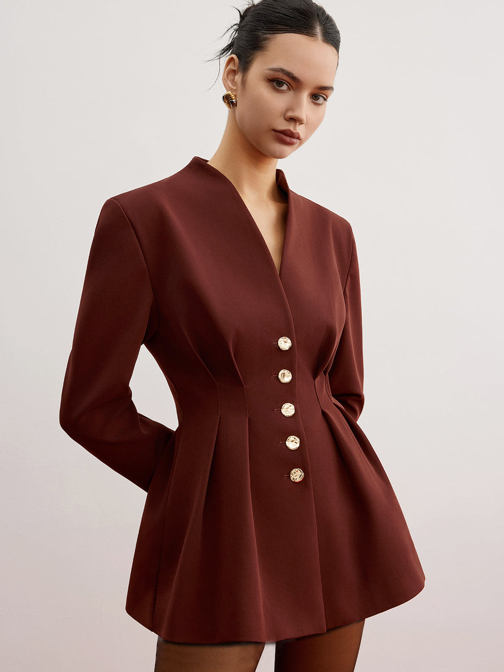 Blazer plissé à la taille avec épaulettes