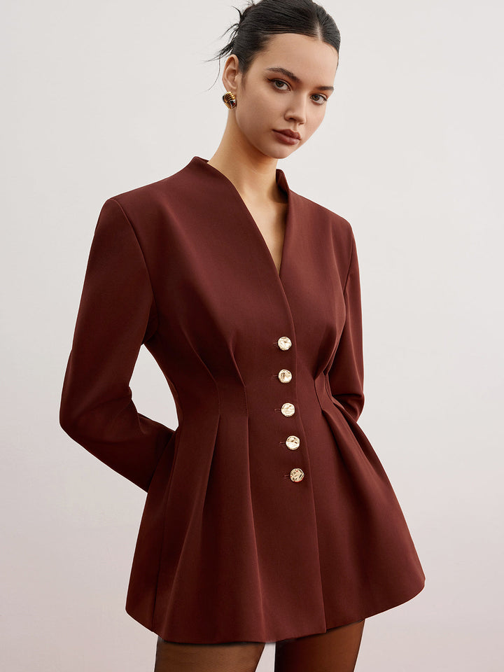 Blazer plissé à la taille avec épaulettes