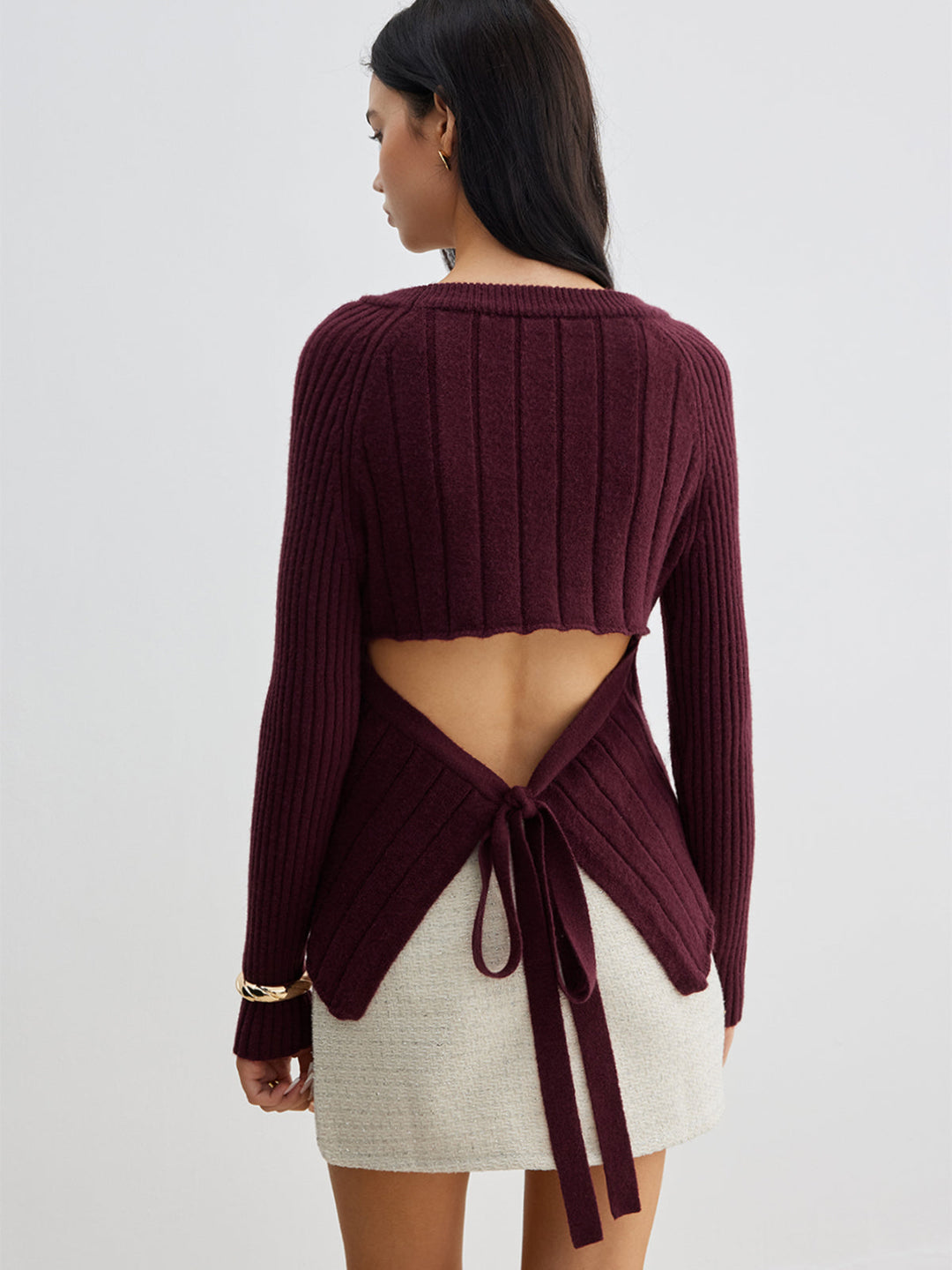 Haut en tricot ajusté sans dos à nouer