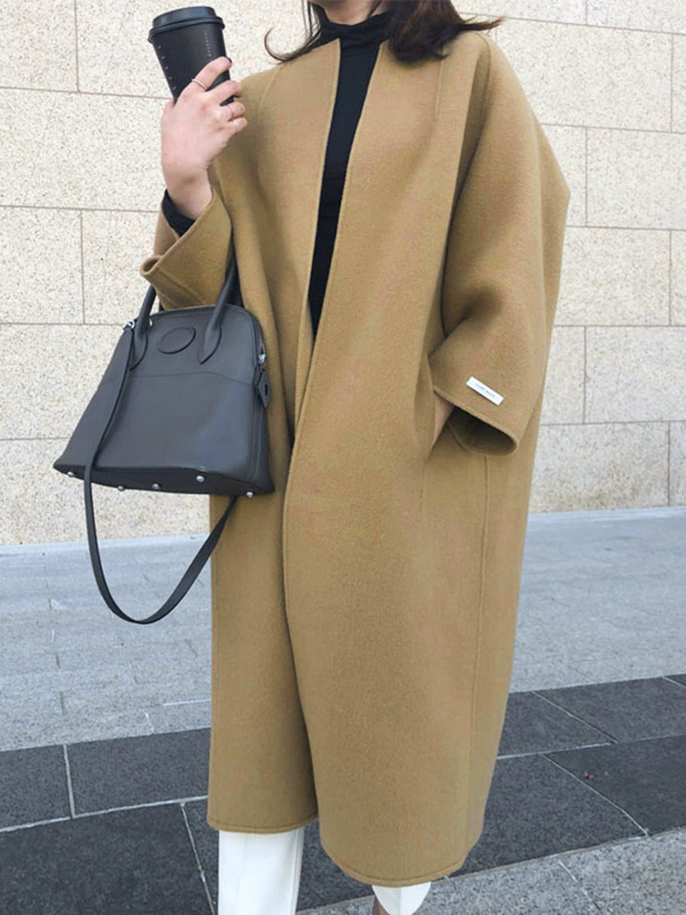 Manteau Long Oversize en Laine Minimaliste