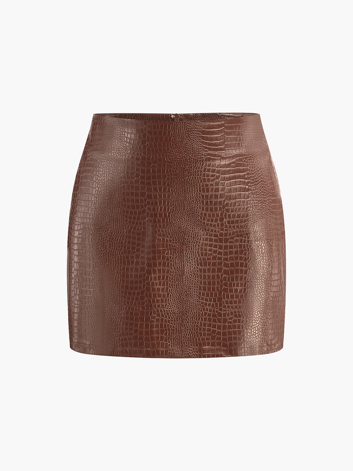 Mini-jupe texturée en faux cuir