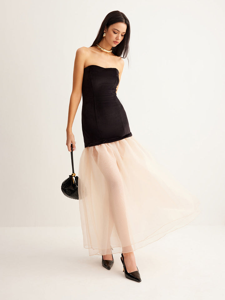 Robe Patte d'éléphant en velours semi-transparent