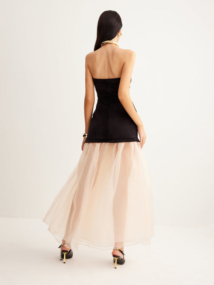 Robe Patte d'éléphant en velours semi-transparent