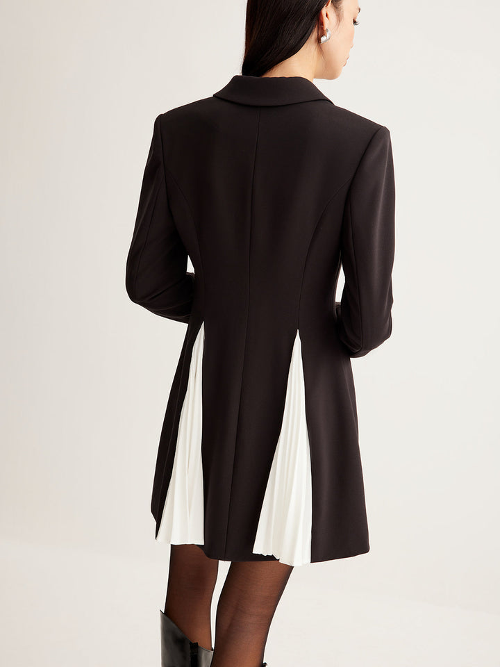 Robe Blazer Plissée à Boutons Métalliques