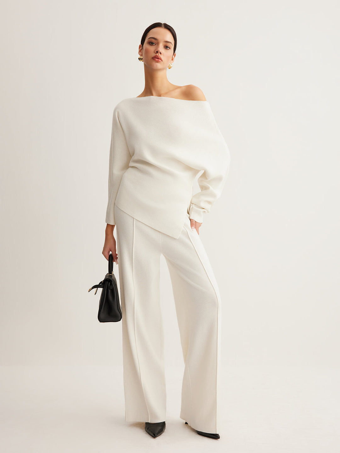 Pantalon à passepoil en mélange de laine