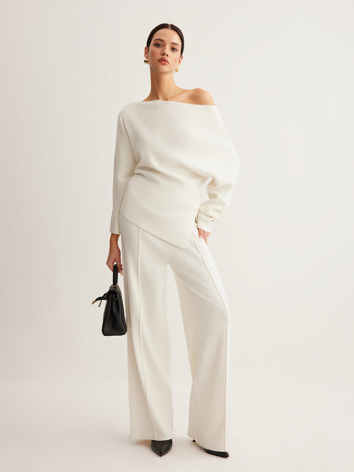 Pantalon à passepoil en mélange de laine