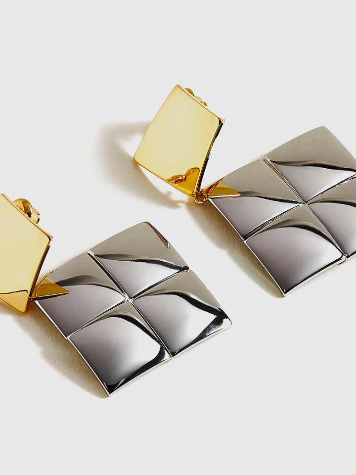 Boucles d'oreilles pendantes carrées de couleur contrastée
