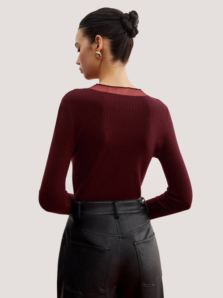 Pull en maille côtelée transparente minimaliste