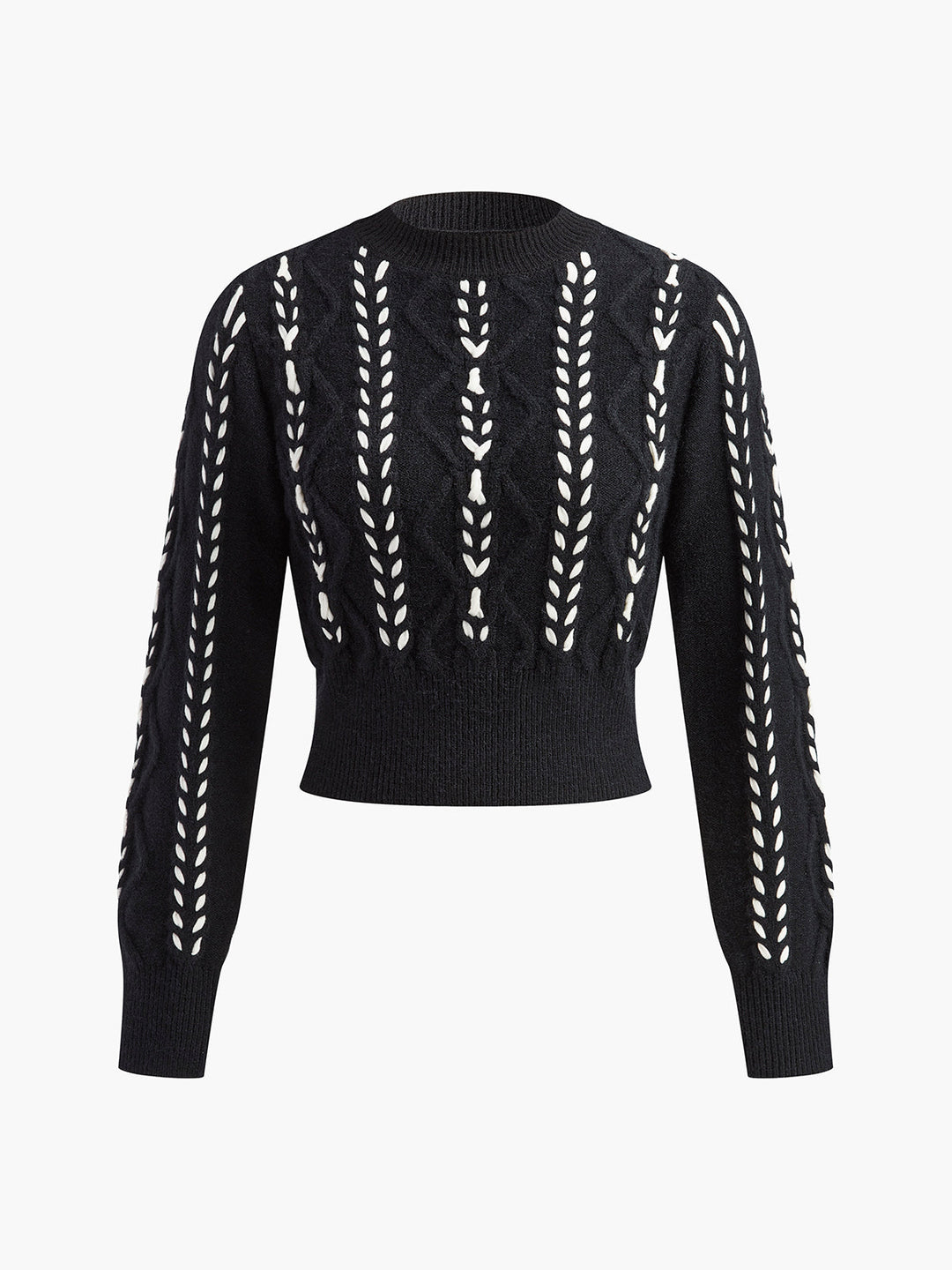 Sweater with Contrasting Binding and Ruching