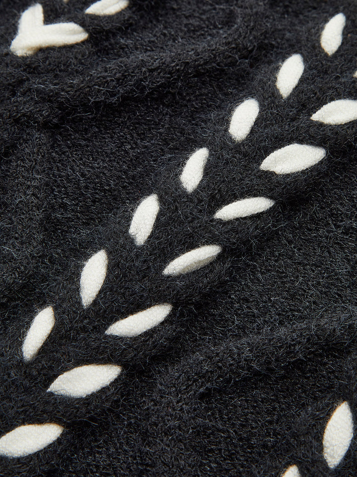 Sweater with Contrasting Binding and Ruching
