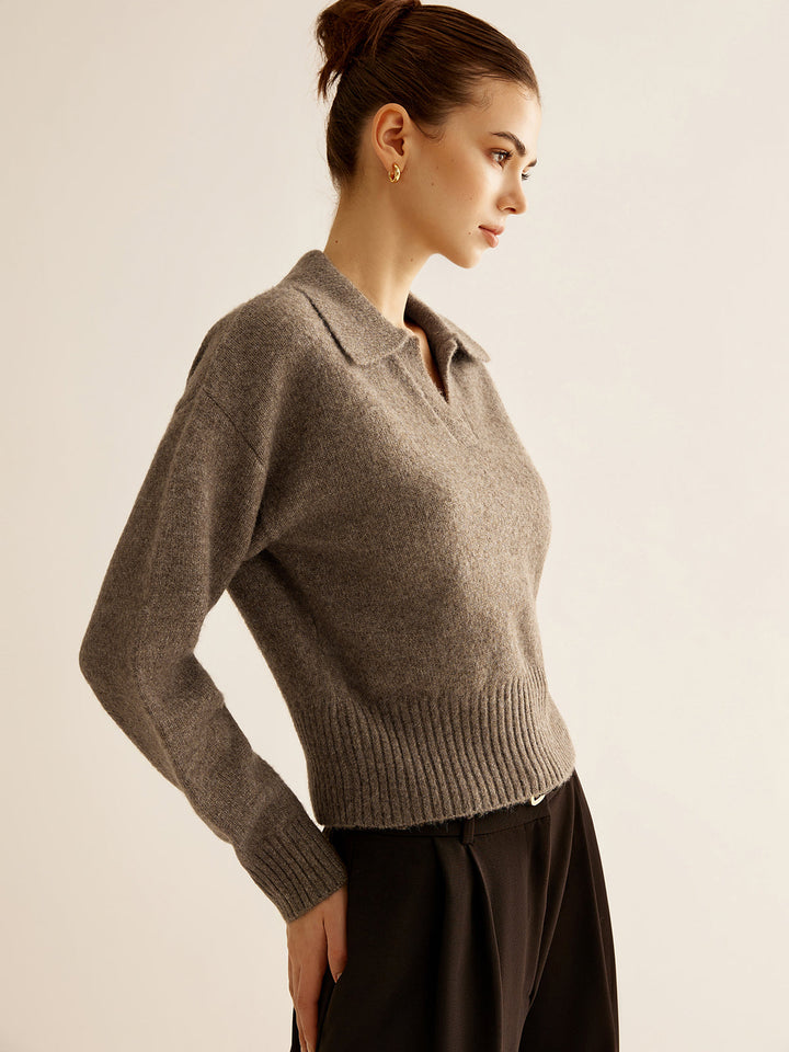 Pull col polo en laine mélangée