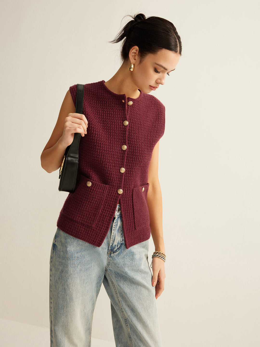 Gilet Chandail Confortable à Boutons