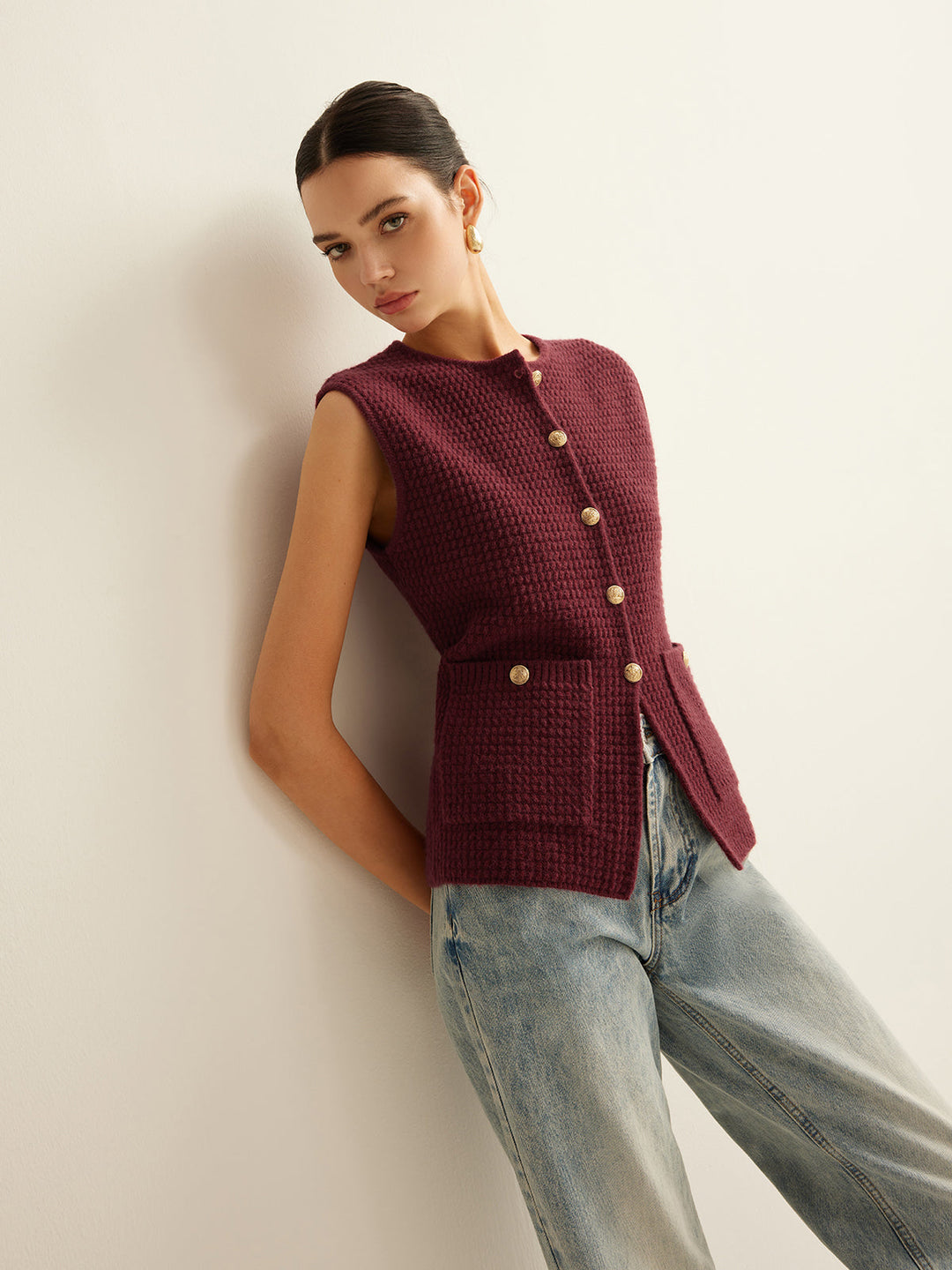 Gilet Chandail Confortable à Boutons