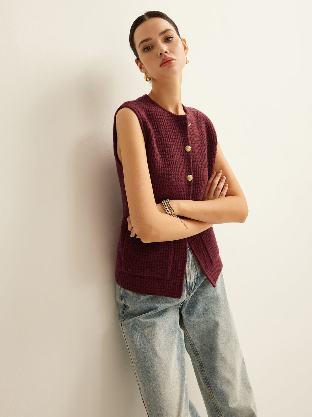 Gilet Chandail Confortable à Boutons