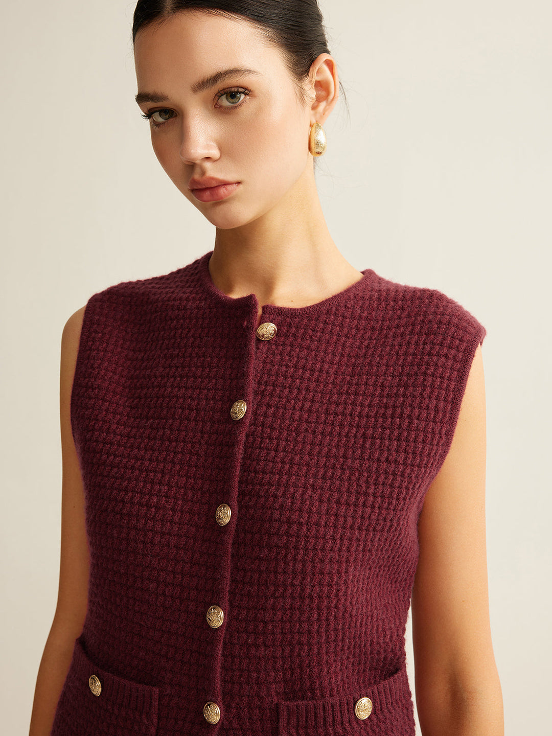 Gilet Chandail Confortable à Boutons