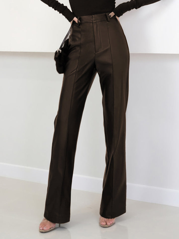 Pantalons taille haute en similicuir