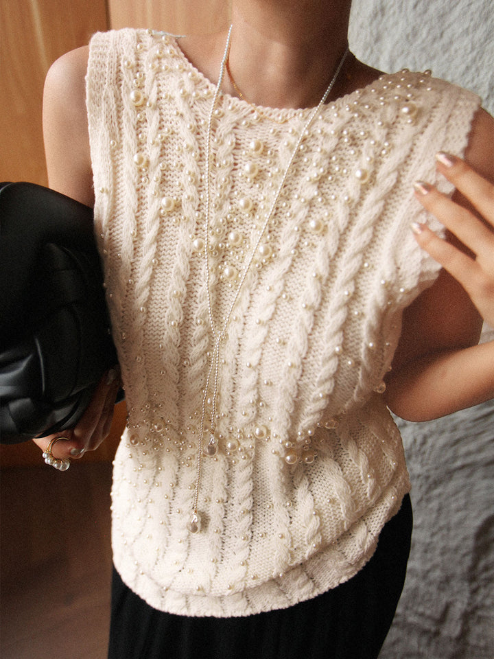 Gilet en tricot avec perles et strass