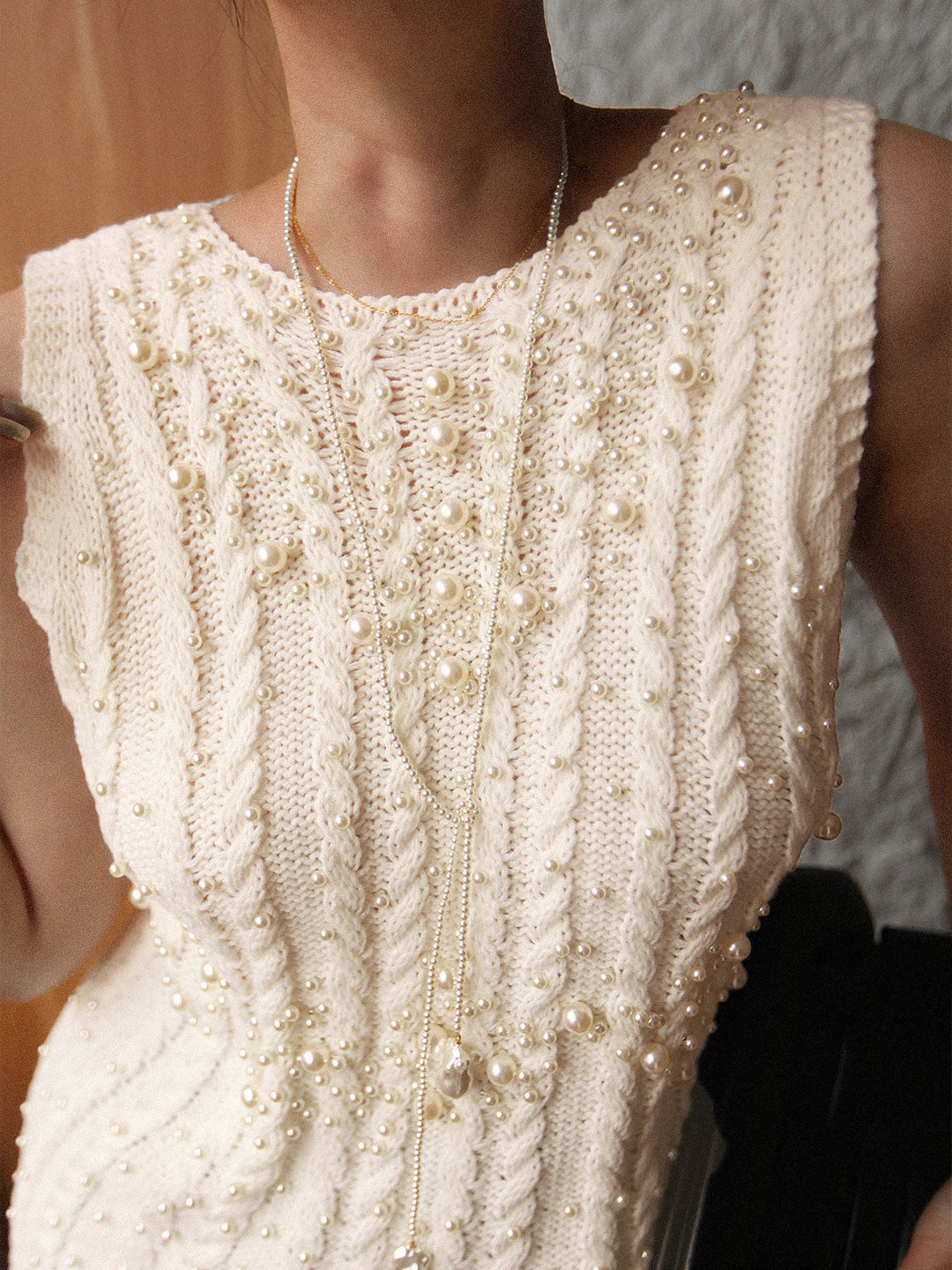 Gilet en tricot avec perles et strass