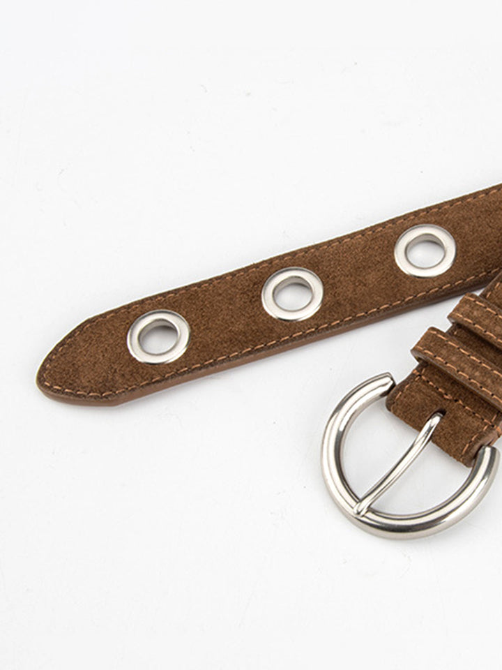 Ceinture fine à boucle en daim
