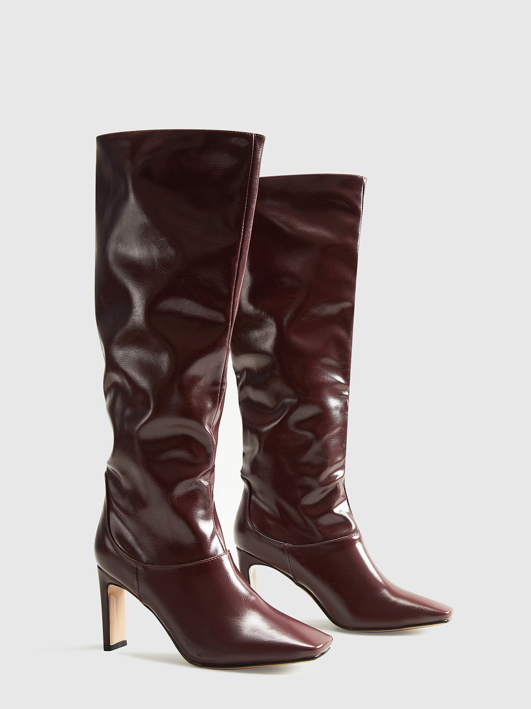 Bottes Hautes aux Genoux à Bout Carré et Talon Carré