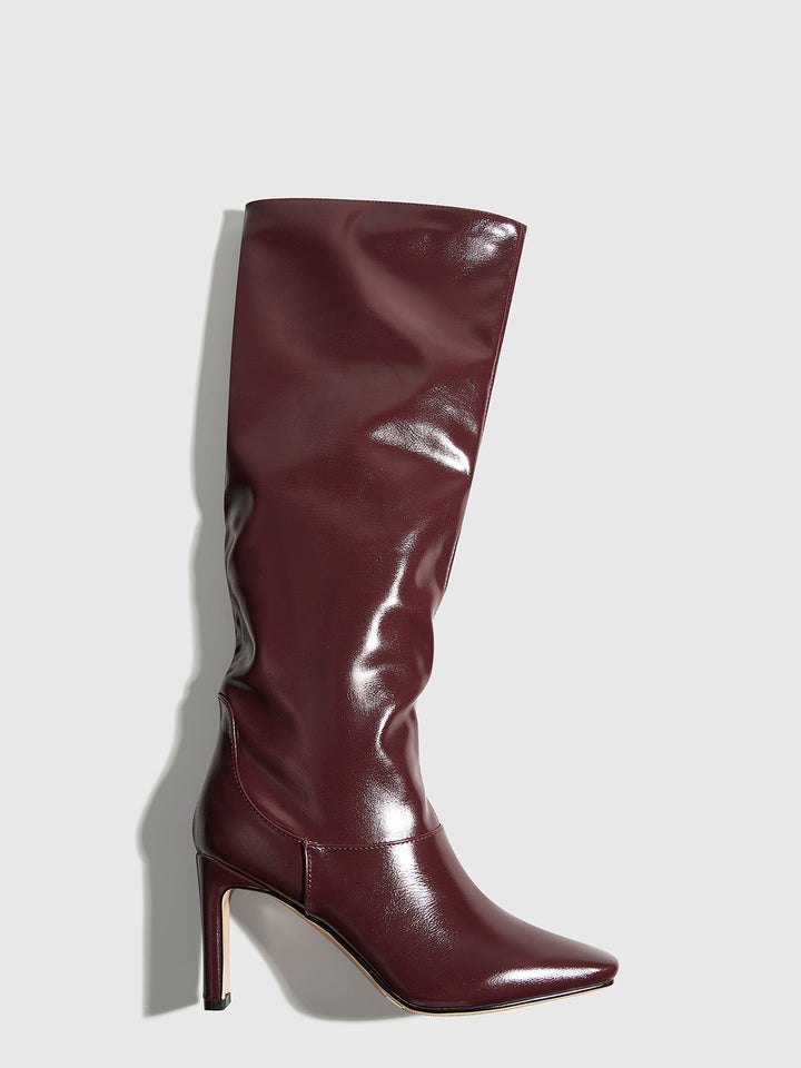 Bottes Hautes aux Genoux à Bout Carré et Talon Carré