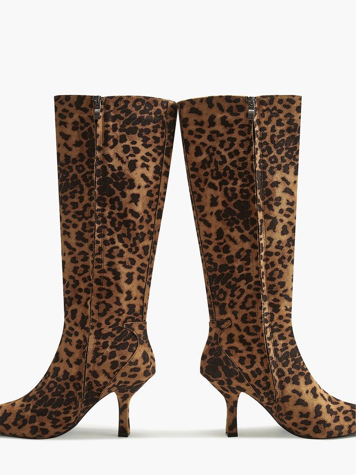 Bottes hautes zippées imprimé léopard