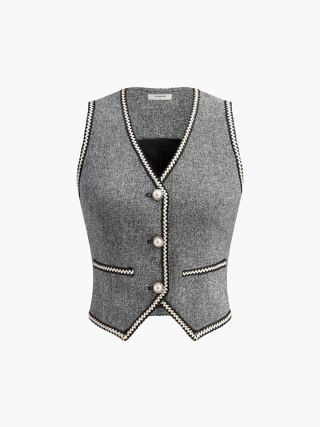 Gilet Court à Boutons Perlés