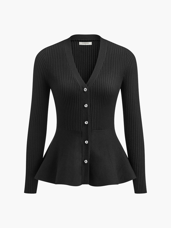 Haut en tricot à boutons Oversized et panneaux côtelés