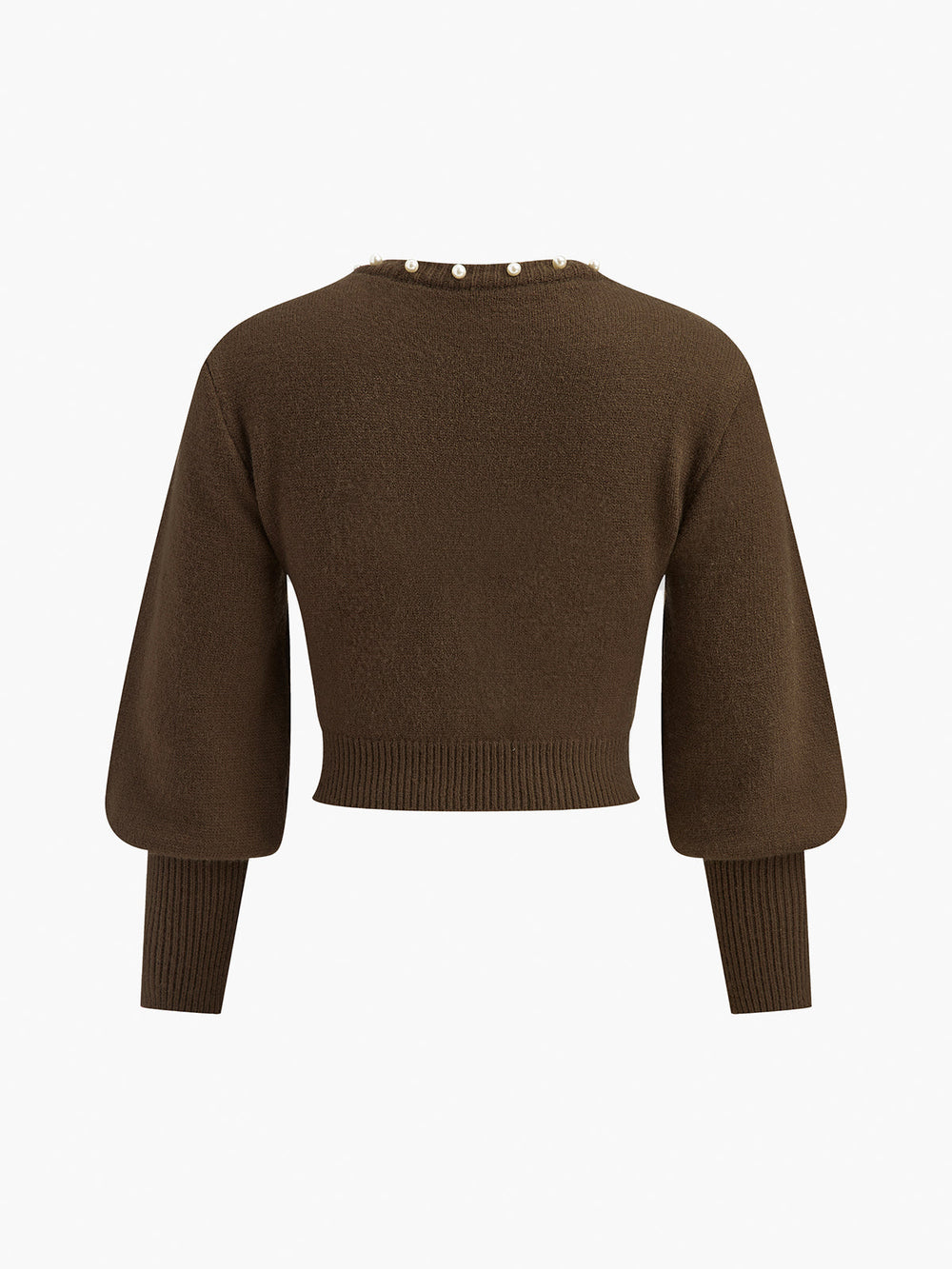 Haut en tricot à manches lanterne avec bordure en perles