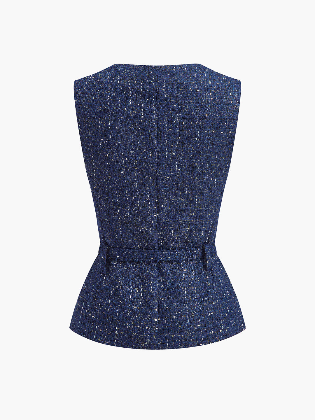Gilet en tweed à sequins et ceinture