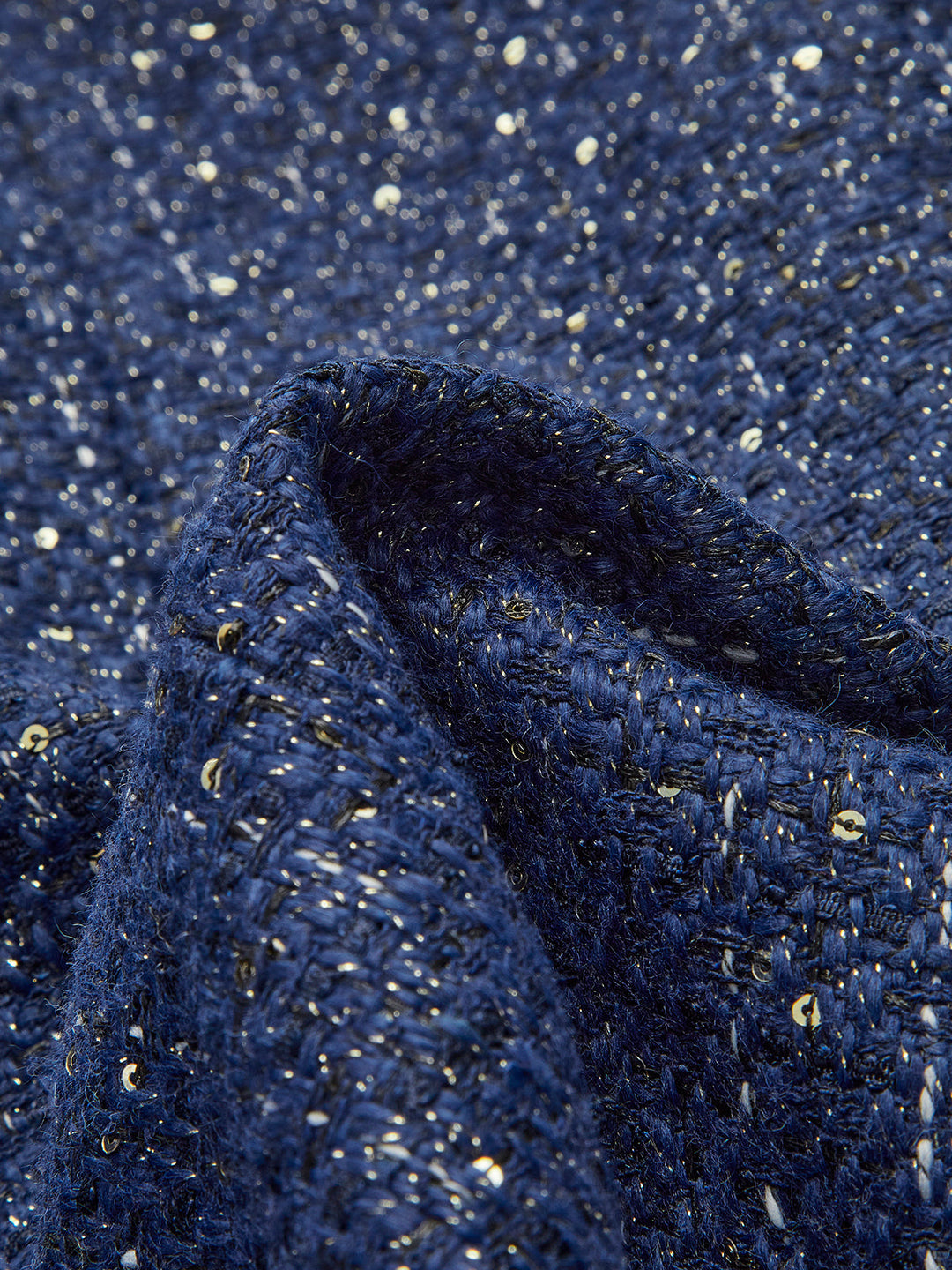 Gilet en tweed à sequins et ceinture