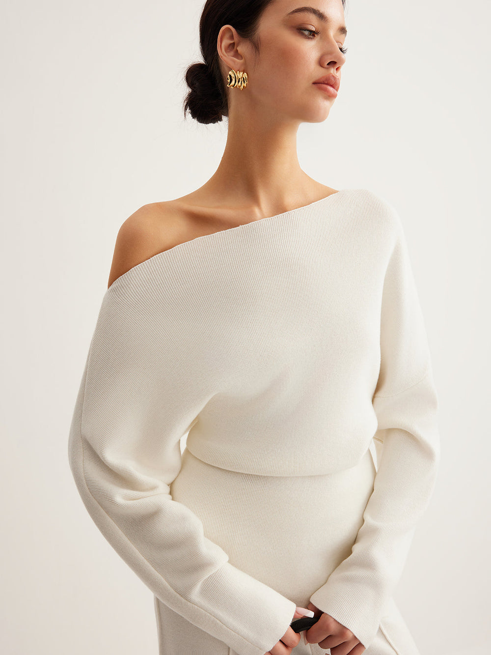 Haut en maille asymétrique en mélange de laine