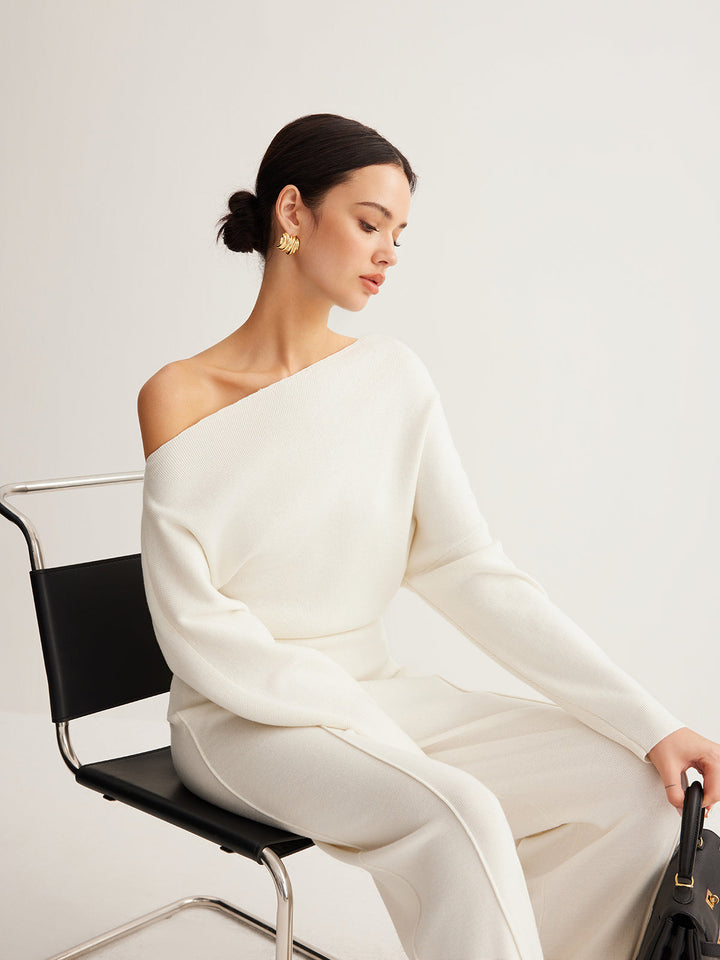 Haut en maille asymétrique en mélange de laine