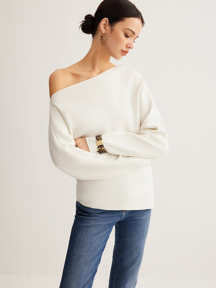 Haut en maille asymétrique en mélange de laine