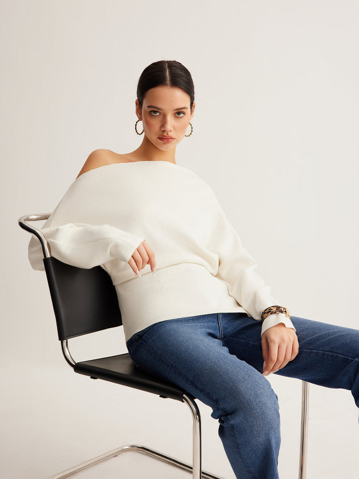 Haut en maille asymétrique en mélange de laine