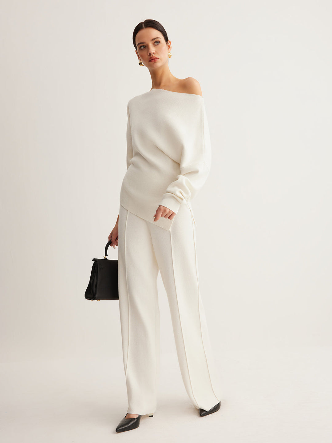 Pantalon à passepoil en mélange de laine