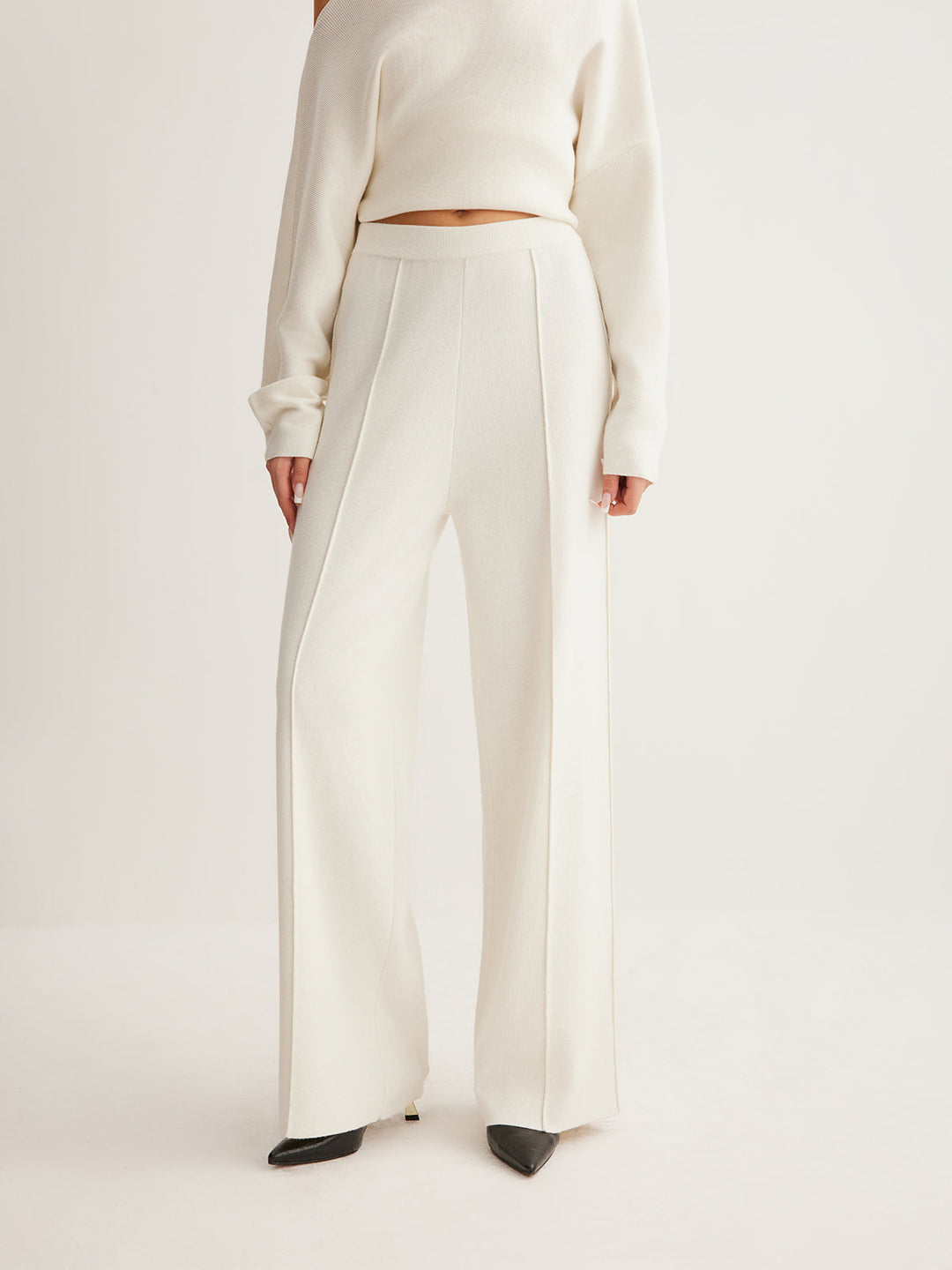 Pantalon à passepoil en mélange de laine