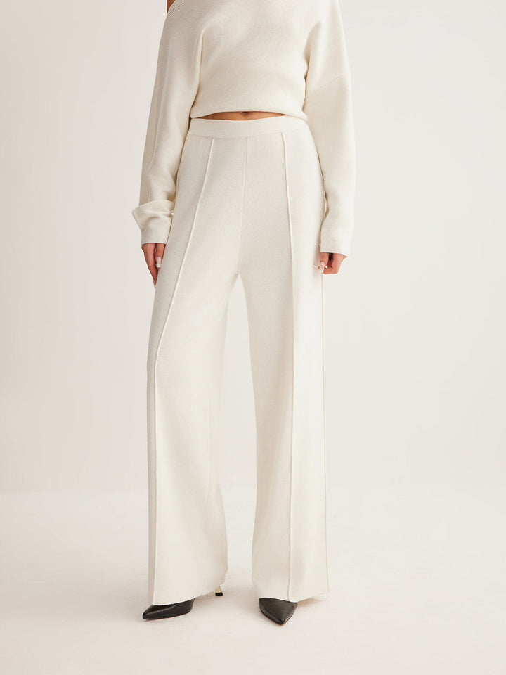 Pantalon à passepoil en mélange de laine