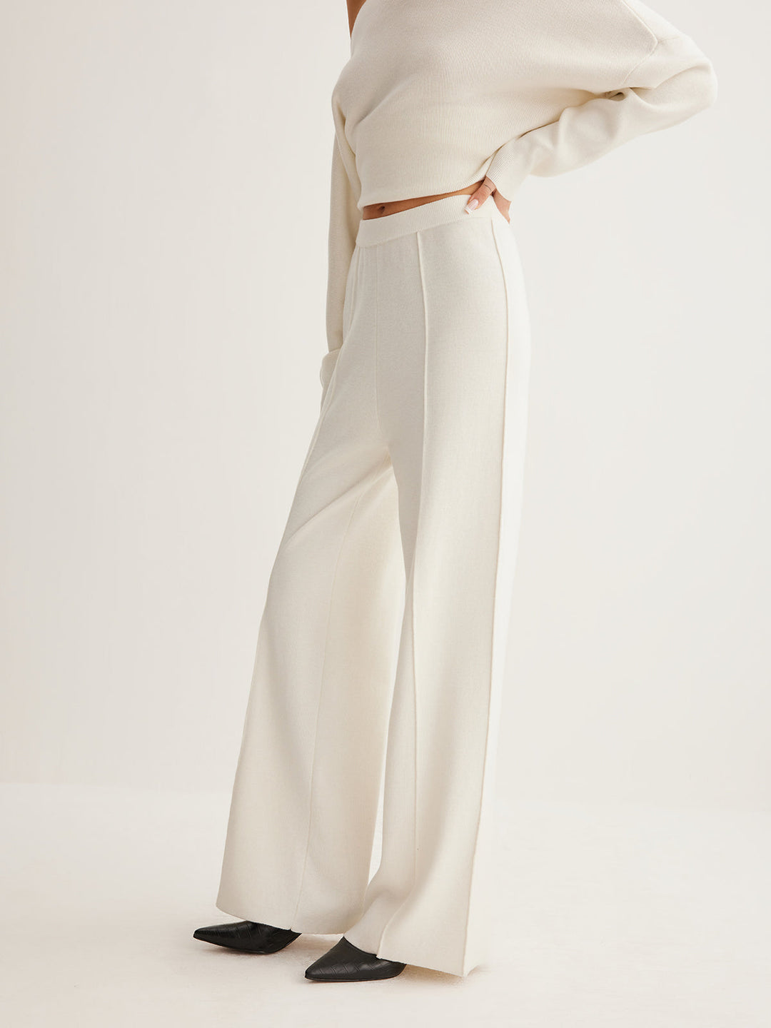 Pantalon à passepoil en mélange de laine