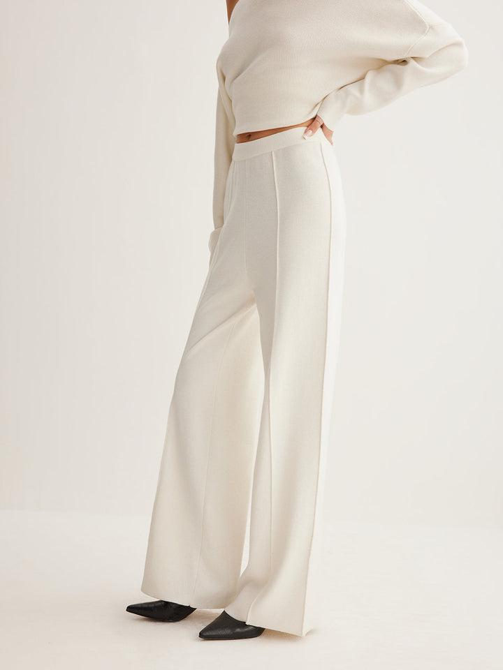 Pantalon à passepoil en mélange de laine