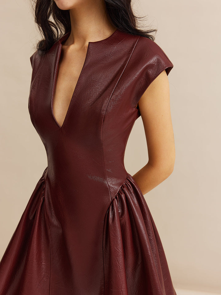 Robe à volants en similicuir