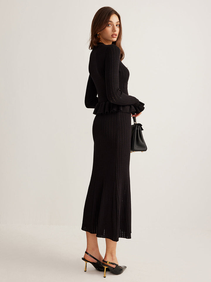 Robe Pull Ajustée à Volants