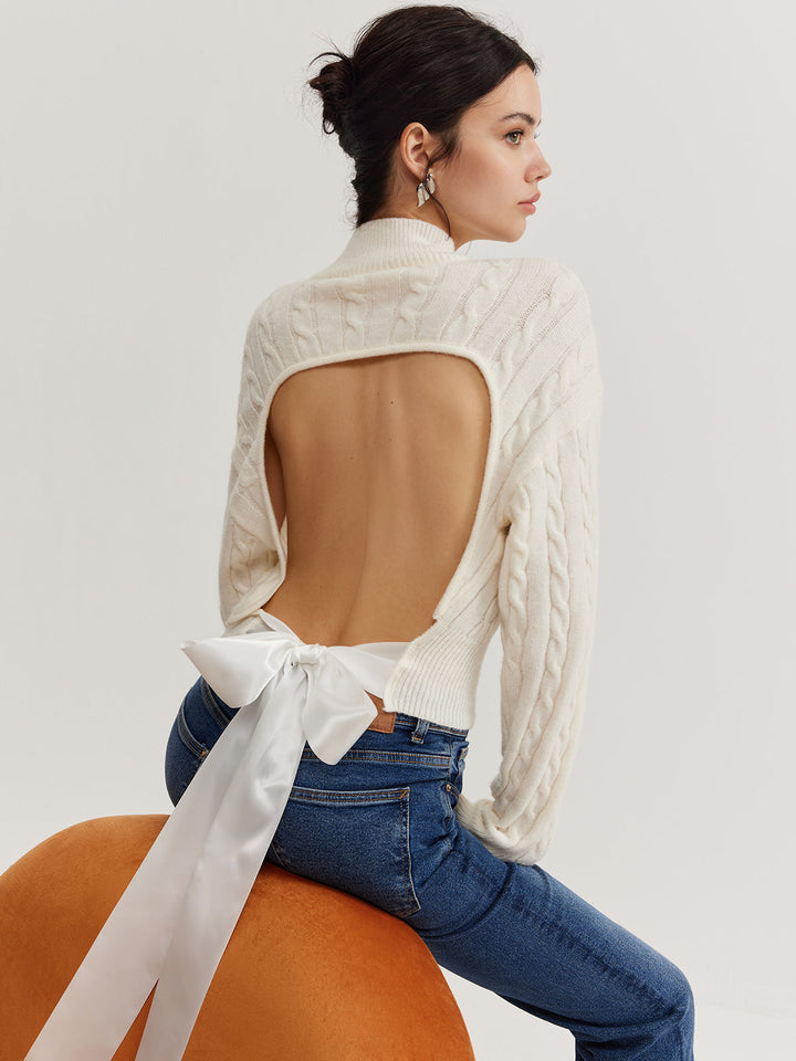 Haut en tricot à nœud sans dos