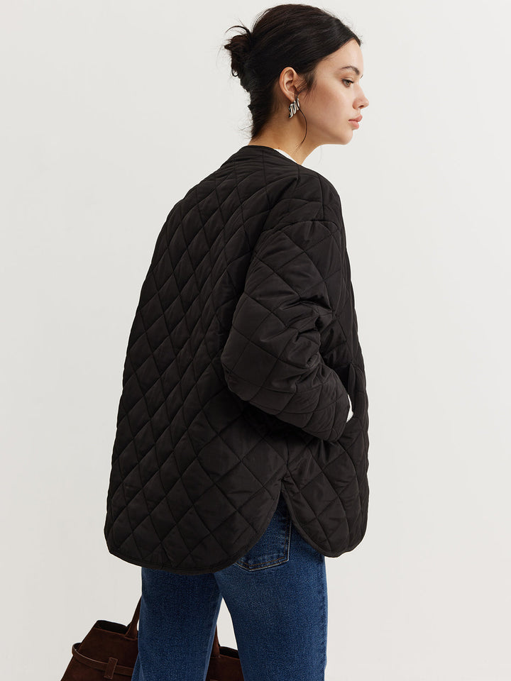 Manteau d'hiver matelassé uni avec écharpe assortie