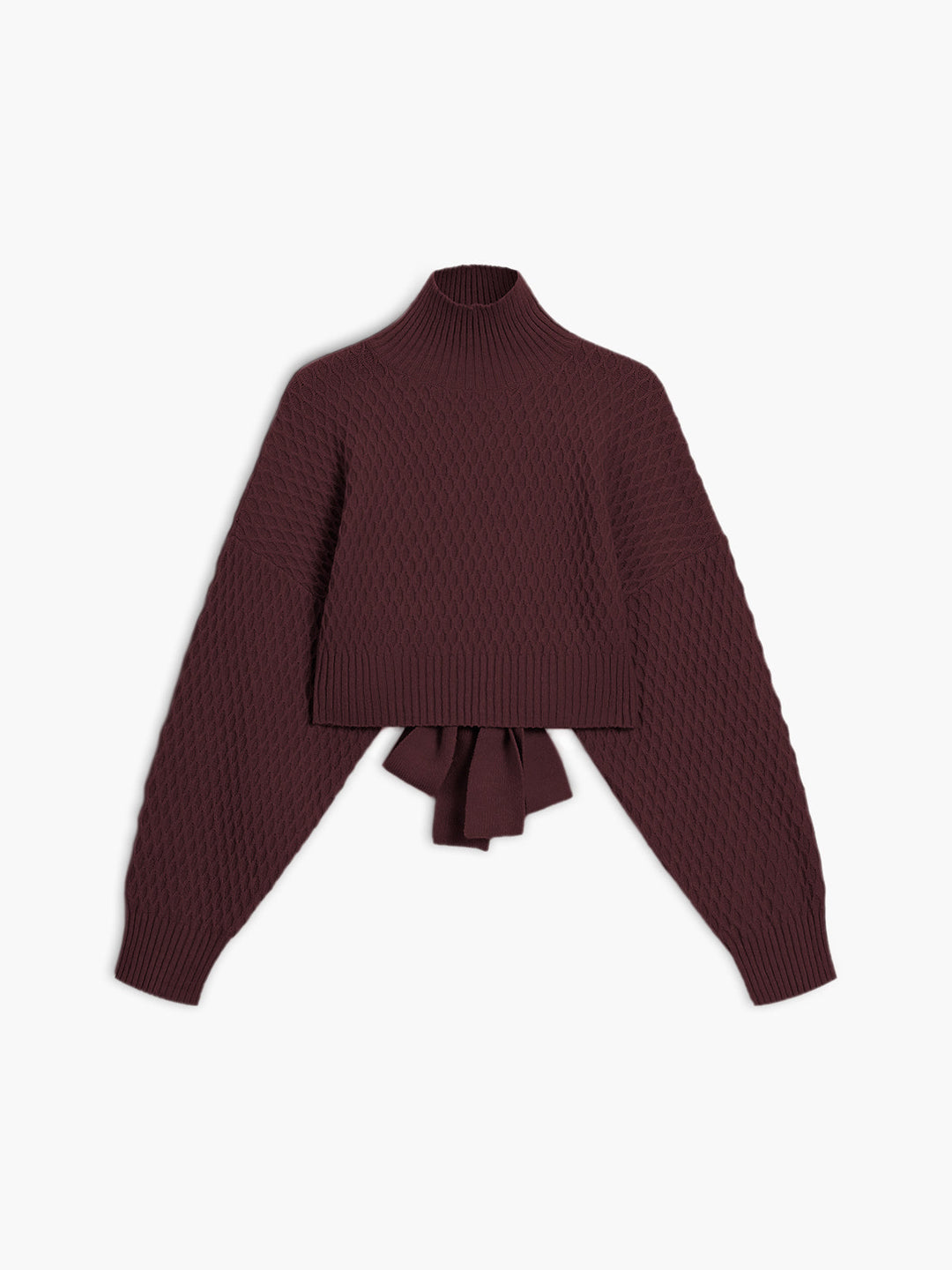 Pull à col montant à nouer dans le dos