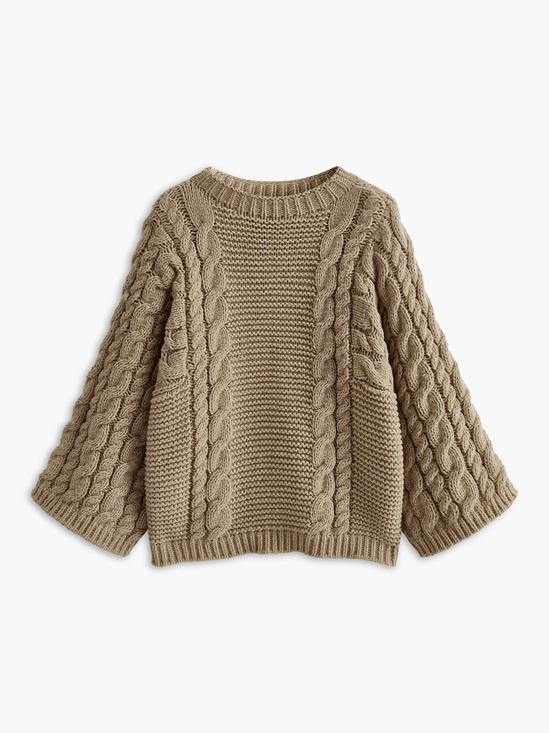 Pull en maille torsadée à col rond pour femme