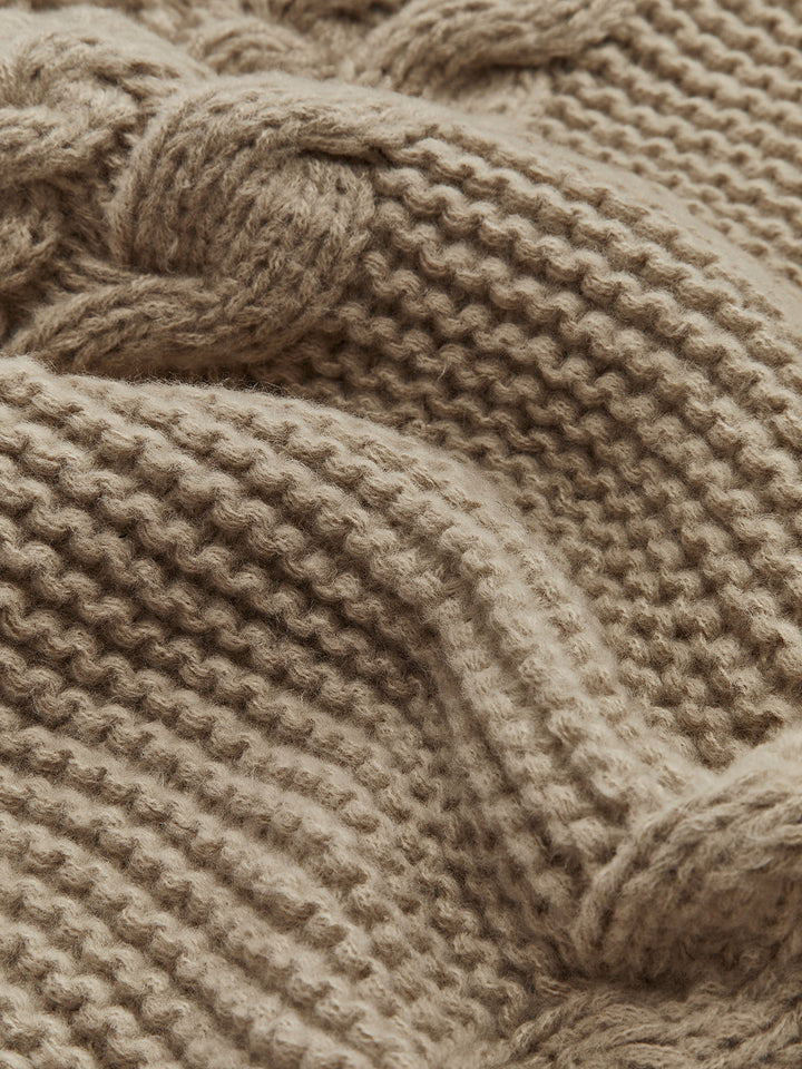 Pull en maille torsadée à col rond pour femme