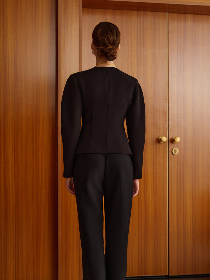 Blouse Ajustée à Col Coeur