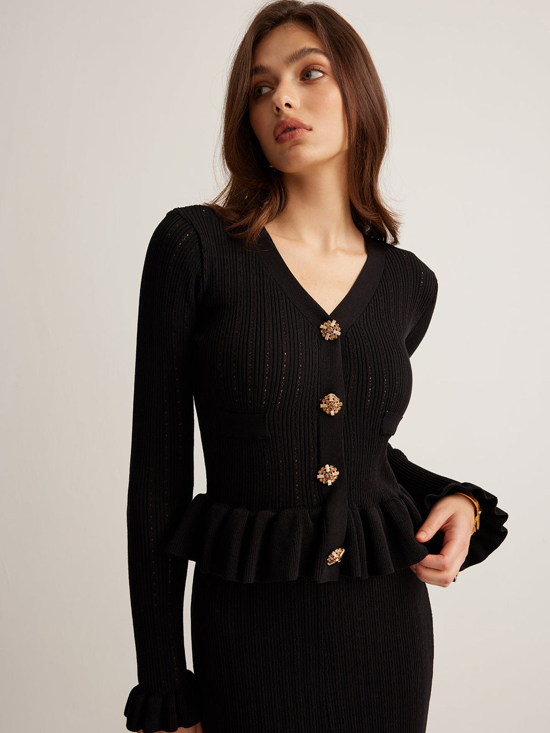 Robe Pull Ajustée à Volants